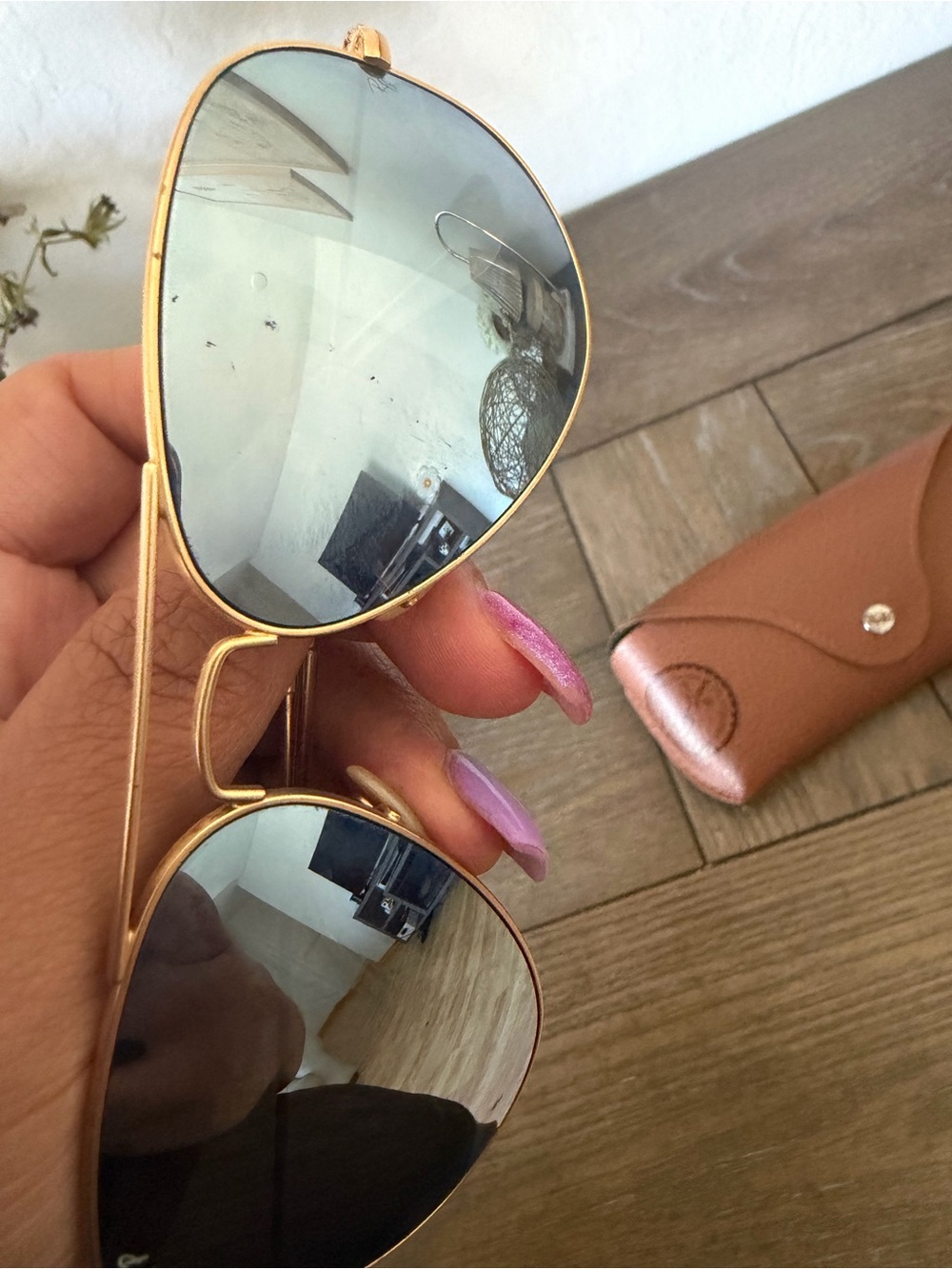 Ray-Ban Gold Frame Mirrored Aviator Sunglasses